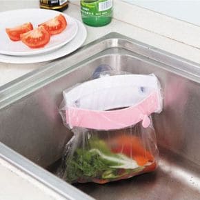 위생거치대 씽크대 음식물 쓰레기통 핑크
