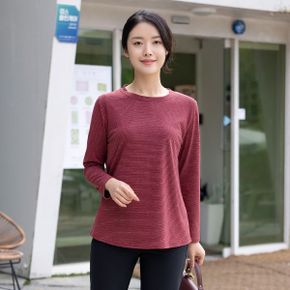 엄마옷 단가라 긴팔 라운드티셔츠 MQG129420 마담 미시옷 중년여성의류 빅사이즈 .._P405141998