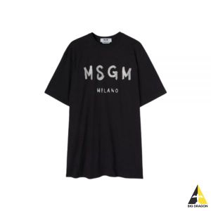 MSGM 엠에스지엠 글리터 브러쉬드 로고 반팔 원피스 (3441MDA510G 237002 99)