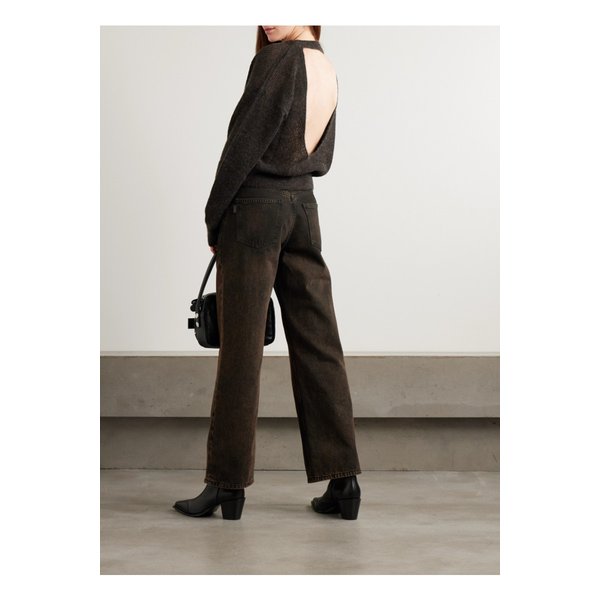 하이쿠레 블레어 오픈 백 골지 니트 스웨터 브라운 46376663162901053