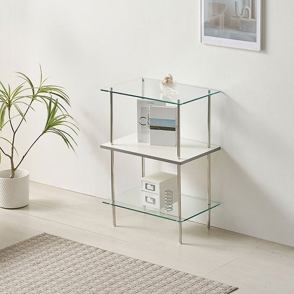 답답함 없는 인테리어 선반 거실장 60cm 3단(강화유리+목재) WB636 (착불)