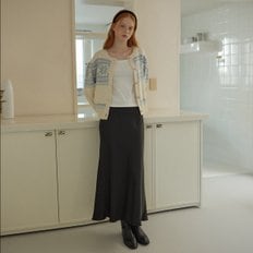 SATIN LONG SKIRT_BLACK