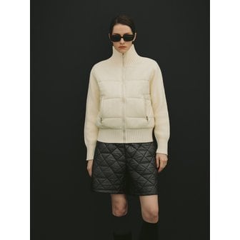 에이틴오비어 [Basic] Knit-Sleeve Padded Jacket (Ivory)