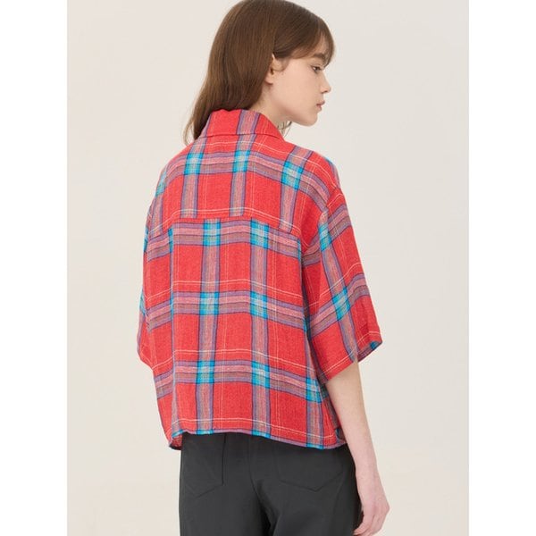 타탄 체크 자수 블라우스_BABL62531RD