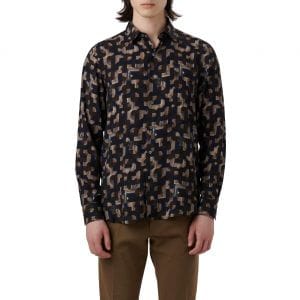 이스퀘어 3682028 Bugatchi Julian Shaped Fit EcoVero Geo Print Button-Up Shirt