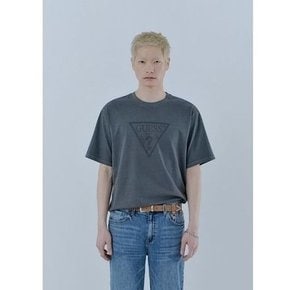 진 남성 라운드넥 로고 반팔티 남여공용 피그먼트 삼각프린트 반팔