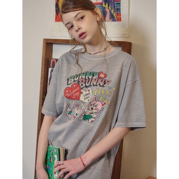 BUNNYNNY 피그먼트 반팔티 고스트그레이