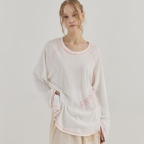 Blush Raglan Stitch Long Sleeve Tee_White