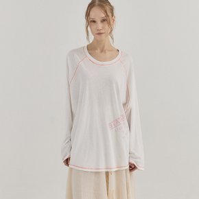 Blush Raglan Stitch Long Sleeve Tee_White