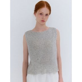 COTTON BOUCLE SLEEVELESS KNIT GRAY