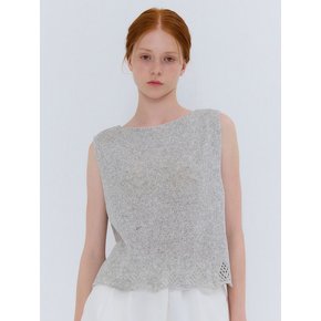 COTTON BOUCLE SLEEVELESS KNIT GRAY