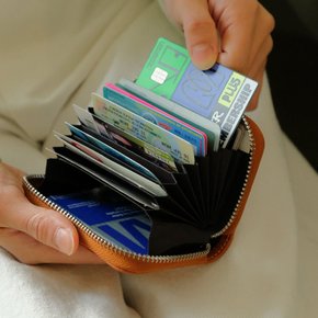 아코디언 카드 지갑 RFID 가죽 명함 케이스 4color