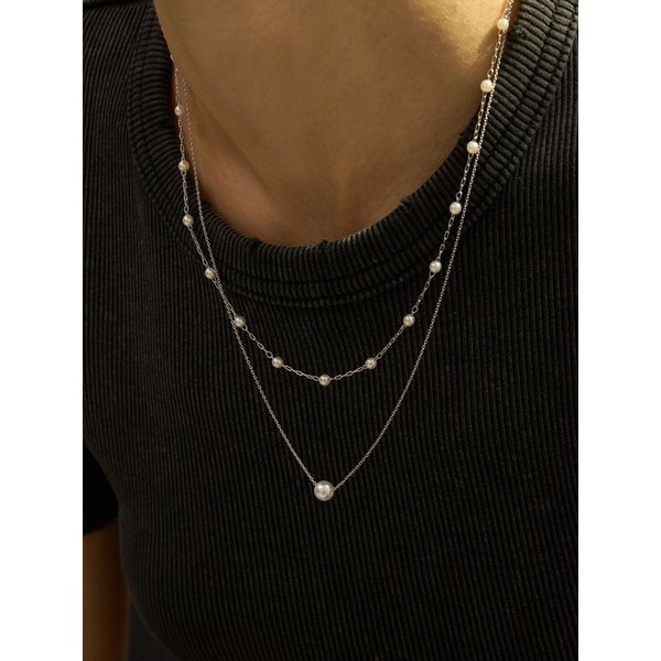 투라인 레이어드 펄 목걸이 ENJ24NW015