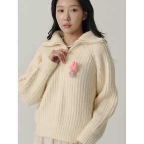 [인플루언서 세영 wh/] Raglan Half Zip-up Wool Knit_Cream