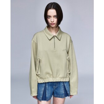 송지오 [파주점] [송지오우먼] Bright Stars 페인티드 카라 스웻 그린 WH2TS310GE