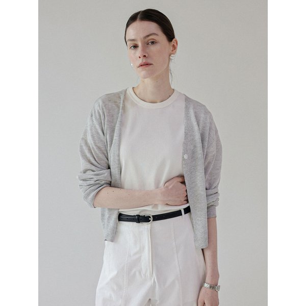 플라워 버튼 썸머 가디건_melage gray