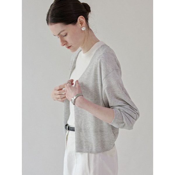 플라워 버튼 썸머 가디건_melage gray