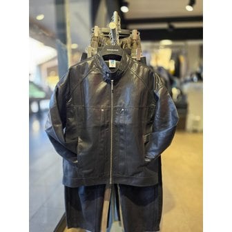 더블제이디 [시흥점] 리벳차이나 페이크레더 재킷/JHZZ61101BK