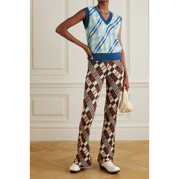 Lola Checked Jacquard-knit Tank 블루 36856120585528463