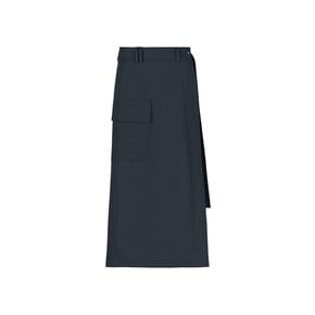 WOOL SIDE PLEAT BELTED SKIRT (CHARCOAL)