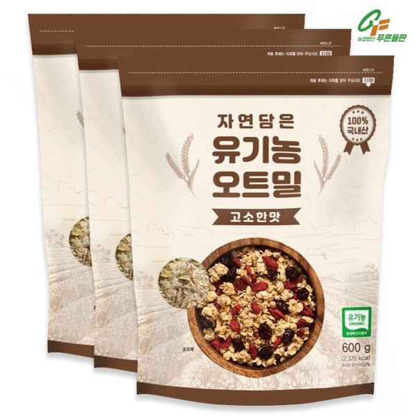 자연담은 유기농 오트밀 600g x 3