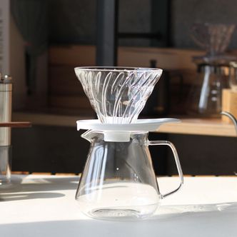  하리오 V60 글라스 드리퍼 핸드드립세트 1-4인 화이트