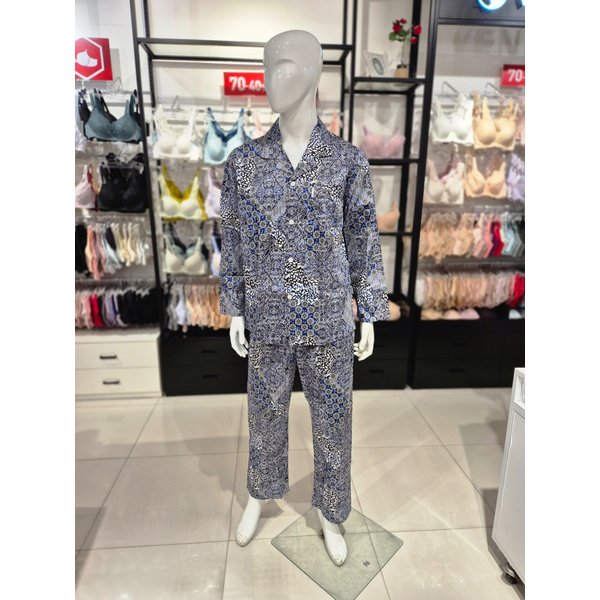 [시흥점] S 와코루) 면70수 주자 큰문양나염 남성 파자마세트 WPA2466M-BU