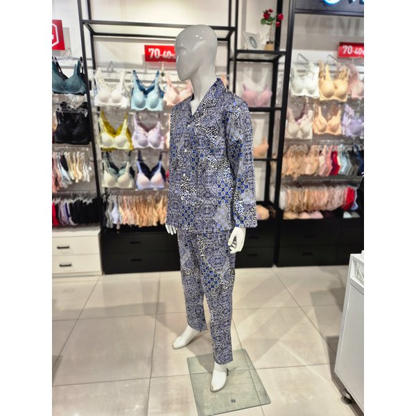 [시흥점] S 와코루) 면70수 주자 큰문양나염 남성 파자마세트 WPA2466M-BU