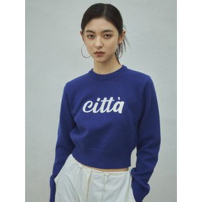 Chain Stich Logo Round Knit_CTK202(Blue)