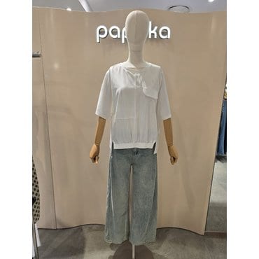 파프리카 언발 밑단 시보리 블라우스SK2BL402J