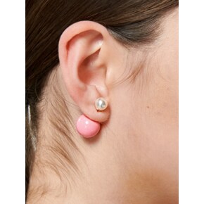 Pink And Pearl Frontback Silver Earring Ie324