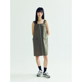 SUSPENDER MIDI DRESS _ KHAKI