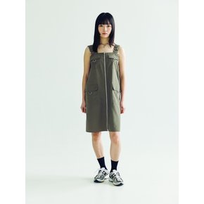 SUSPENDER MIDI DRESS _ KHAKI