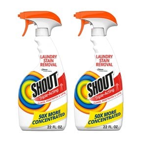 Shout 샤우트 트리플액팅 찌든얼룩 제거 스프레이 22oz(650ml) 2개 Triple-Acting Laundry Stain Remover