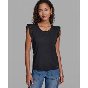 칼라거펠트 우먼 Sleeveless Ruffle 니트 탑 - 미드나잇 26767454 1390311