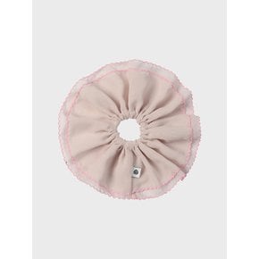 PICOT CHIFFON FRILL SCRUNCHIE (PINK)