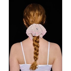 PICOT CHIFFON FRILL SCRUNCHIE (PINK)