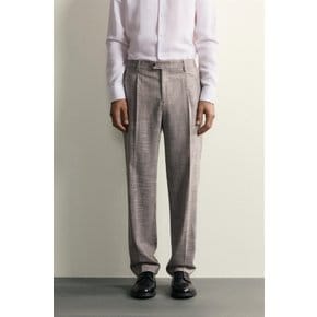 울 혼방 체크 플리츠 정장 팬츠 / 6573/637/811 LIGHT GREY