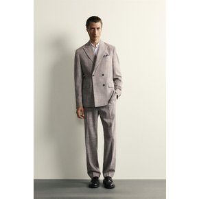 울 혼방 체크 플리츠 정장 팬츠 / 6573/637/811 LIGHT GREY