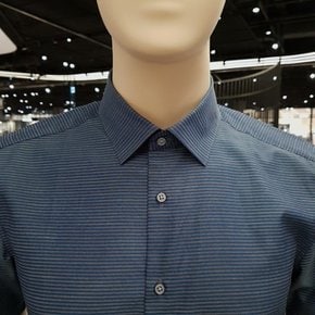남성 그레이 블루 가로패턴 슬림핏 반소매셔츠 LSM2340BL