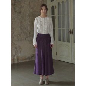 Natural linen pin tuck wide pants