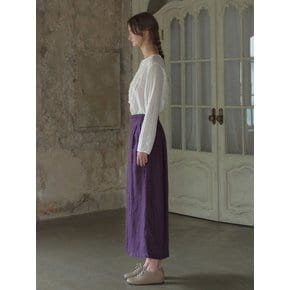 Natural linen pin tuck wide pants