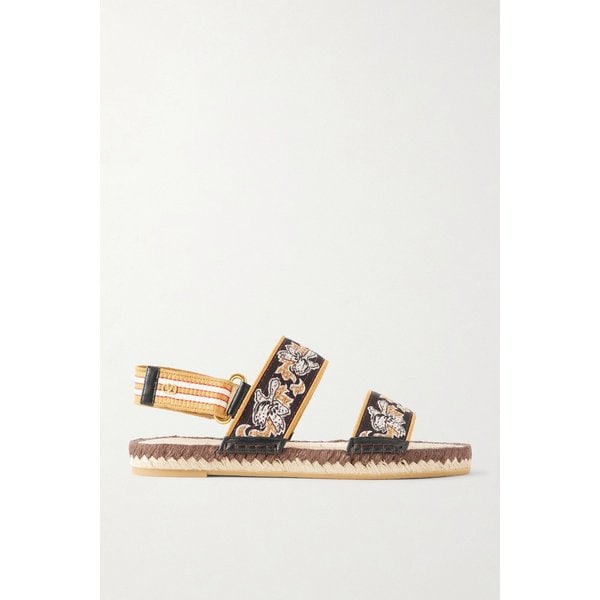 가죽 트리밍 자수 캔버스 에스파드리유 샌들 46376663162985031