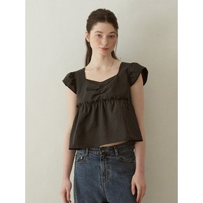 [4차 재입고] Blossom Ribbon Crop Top (Black)