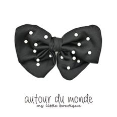 cute ribbon pearl hairpin (black)