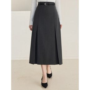 A라인 실루엣 맞주름 뒷밴딩 롱 스커트_3color