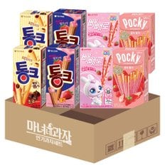  통크 딸기 + 초코 + 빼빼로 티니핑 스트로베리 + 포키 딸기 (2개씩 총8갑)