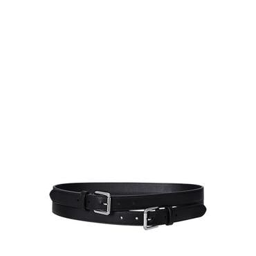 로렌 랄프 로렌 레더 더블 버클 스택 와이드 벨트(WALRBLT0F320272001)