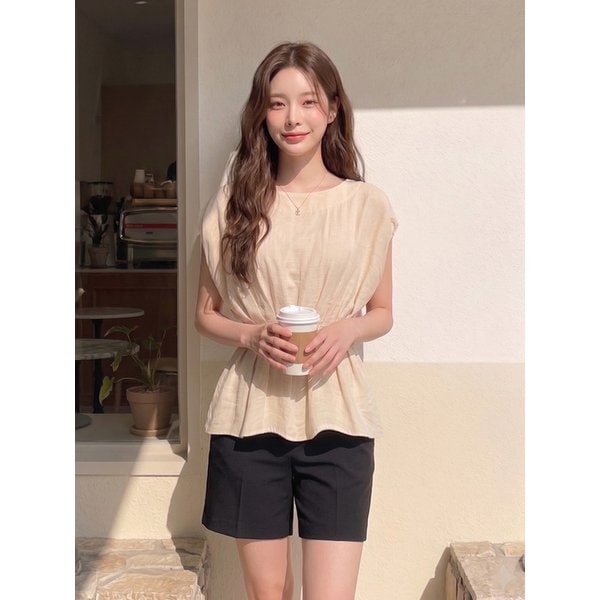 WAIST POINT SLEEVELESS IVORY 웨이스트 포인트 슬리브리스 아이보리