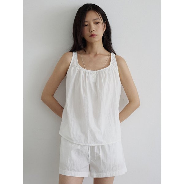 스퀘어넥 셔링 슬리브리스 탑_WHITE